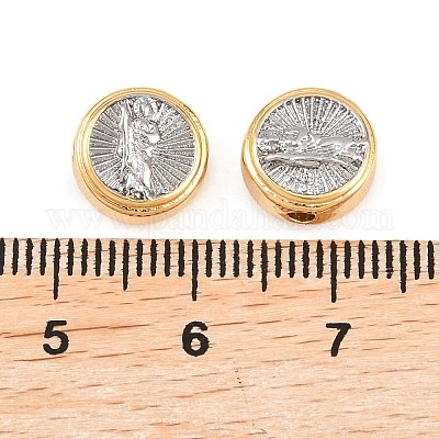 Двухцветные латунные бусины&nbsp;KK-C162-088A-GP-1