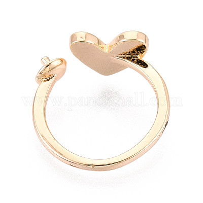 Закрепка для кольца-манжеты в форме сердца из латуни&nbsp;LS-KK-T076-74G-1