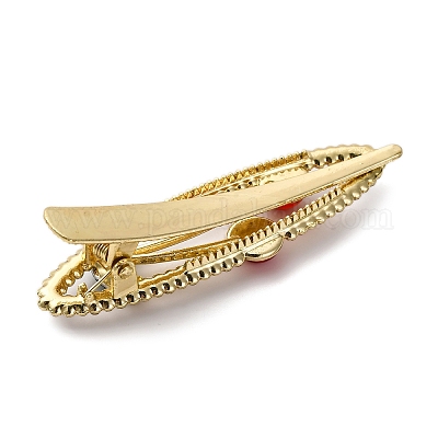 Заколки для волос из крокодиловой кожи вишневого цвета с золотистым сплавом&nbsp;LS-PHAR-K006-04C-G-1