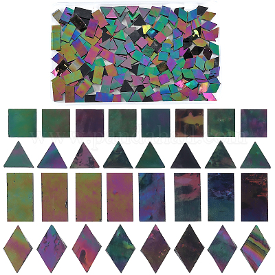 200 шт. 4 стиля радужных переливающихся стеклянных кабошонов&nbsp;MOSA-SP0001-03-1