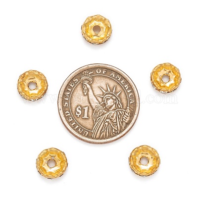 Железные хрустальные бусины-разделители со стразами&nbsp;RB-A007-10MM-G-1