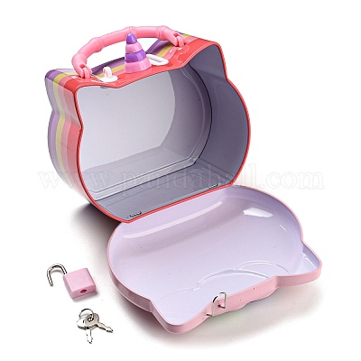 Железные банки для денег с головой единорога для детей&nbsp;LS-AJEW-G053-01A-1