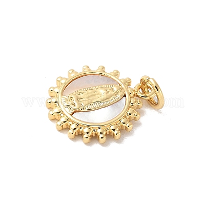 Подвески из латуни с натуральными белыми ракушками KK-S522-06A-G-1