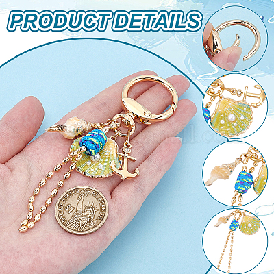 1 шт. брелки в форме ракушки из цинкового сплава&nbsp;KEYC-NB0001-83-1