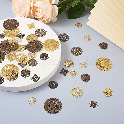 60 шт. 12-х стилевых латунных многорядных звеньев и филигранных соединительных звеньев&nbsp;KK-SW0001-05-1