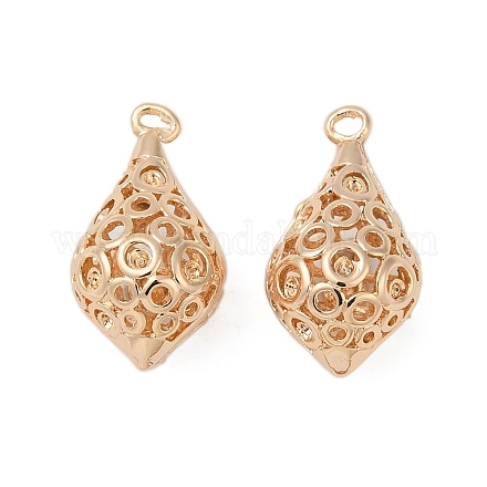 Полые латунные подвески со стразами KK-G532-07G-1