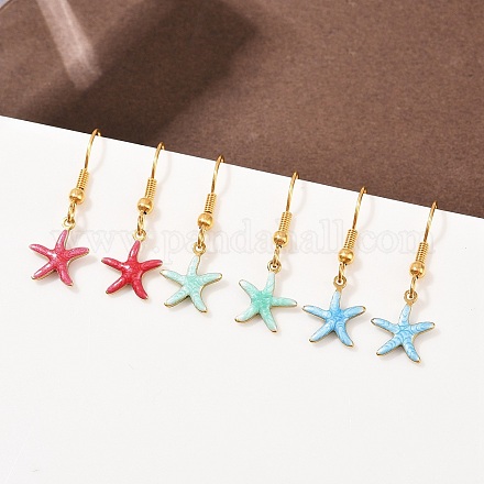 Серьги-подвески из нержавеющей стали 304 серии Ocean EJEW-K017-01C-G-1