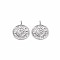 Brass Micro Pave Clear Cubic Zirconia Pendants, Nickel Free, Flat Round with Sun, Real Platinum Plated, 15.5x13x1mm, Hole: 1.5mm