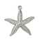 Ocean Theme 304 Stainless Steel Pendants, Stainless Steel Color, Starfish, 29.5x28x3mm, Hole: 1.6mm