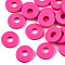 Handmade Polymer Clay Beads, for DIY Jewelry Crafts Supplies, Disc/Flat Round, Heishi Beads, Hot Pink, 6x1mm, Hole: 2mm, about 23500pcs/1000g