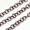 Electroplate Iron Cable Chains, Textured, Soldered, with Spool, Oval, Lead Free & Nickel Free, Red Copper, 7x1mm, about 98.42 Feet(30m)/roll