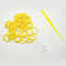 (Defective Closeout Sale), Dyed Rubber Bands Refills, with Tool and Plastic S-Clips, Yellow, Hook: 80x6x3mm, Tool: 25x54x7mm, Clip: 11x6x2mm, Band: 6x1mm, about 260pcs/bag