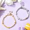 2Pcs 2 Colors Brass Tube Beads Bracelets for Women, with Cross Electroplate Non-magnetic Synthetic Hematite & Steel Memory Wire, Platinum & Golden, Inner Diameter: 2-1/4 inch(5.7cm), 2pcs/set