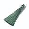 Polyester Tassel Pendants, Sea Green, 78~82x8mm, Hole: 2~4mm