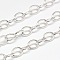 Brass Cable Chains, Soldered, with Spool, Flat Oval, Silver, 7x5x1mm, about 82.02 Feet(25m)/roll