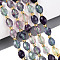Natural Colorful Fluorite Beads Strands, Faceted, Oval, with Seed Beads, 8~9x6~8mm, Hole: 1~1.2mm, about 17~19pcs/strand, 7.09~7.87 inch(18~20cm)