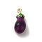 Aloy Enamel Pendants, Golden, Eggplant, 19x7.5x7.5mm, Hole: 1.6mm