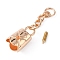Zinc Alloy Cord End, End Cap, with Chain Extender and Screw, Flower, Light Gold, 53mm, Inner Diameter: 6.7mm