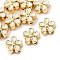 Brass Enamel Beads, Long-Lasting Plated, Flower, Real 18K Gold Plated, WhiteSmoke, 7x3.3mm, Hole: 1.6mm