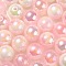 UV Plating Rainbow Iridescent Acrylic Beads, Round, Pearl Pink, 13.5x13mm, Hole: 3mm