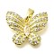 Rack Plating Brass Micro Pave Clear Cubic Zirconia Pendants, Butterfly Charms, Long-Lasting Plated, Lead Free & Cadmium Free, Real 18K Gold Plated, 15.5x18.5x3.5mm, Hole: 5.5x3.5mm