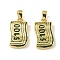 Brass Pendants, with Enamel, Dollar Charms, Long-Lasting Plated, Real 18K Gold Plated, 19x10.5x2.5mm, Hole: 4x2mm