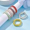 Faceted Rondelle Glass Beaded Stretch Rings for Women, Mixed Color, 8mm, Inner Diameter: 17mm, 6pcs/set