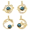 4Pcs 4 Styles Brass Micro Pave Clear Cubic Zirconia with Glass Pendants, Mixed Shapes, Real 18K Gold Plated, 21.5~25.5x21.5~24.5x4~6mm, Hole: 4~5x2.5mm, 1pc/style