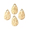 Hammered 304 Stainless Steel Charms, Teardrop, Ion Plating(IP), Golden, 10x6x1mm, Hole: 1.5mm