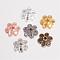 Alloy Bead Caps Enamel Settings, 6-Petal Flower, Mixed Color, 8x2.5mm, Hole: 1mm