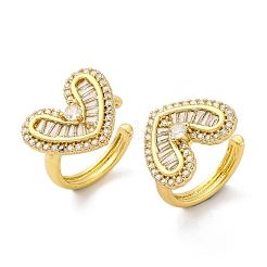 Серьги-манжеты в форме сердца из латуни с микропаве из прозрачных кубических цирконий&nbsp;EJEW-H158-21G