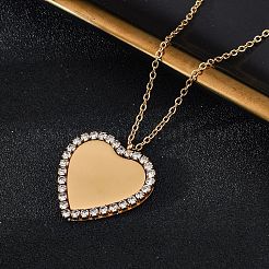 Ожерелья с подвесками из нержавеющей стали 304 с микропаве из кубического циркония для женщин&nbsp;NJEW-Z065-08G-04