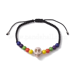 Браслеты из плетеных бусин круглой формы из синтетической бирюзы диаметром 6 мм.&nbsp;BJEW-JB10334