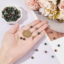 2 нити круглых бусин из натурального индийского агата&nbsp;G-AN0001-03