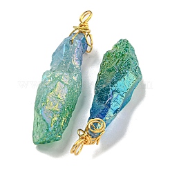 Гальванические большие подвески из необработанного натурального кварца с кристаллами&nbsp;G-A229-02G-03