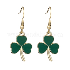 Серьги-подвески из сплава клевера с эмалью&nbsp;EJEW-JE06939