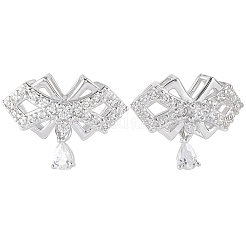 3 шт. 925 банта из стерлингового серебра с прозрачными кубическими цирконами и каплевидными многорядными звеньями&nbsp;STER-BBC0008-44