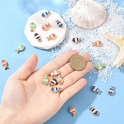 20 шт. эмалевые бусины из сплава светло-золотистого тона&nbsp;FIND-YW0010-21