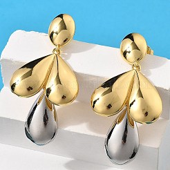 Серьги-гвоздики из латуни в виде каплевидной формы с подвесками&nbsp;EJEW-S258-06GP