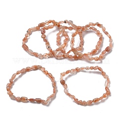 Эластичные браслеты из натуральных бусин солнечного камня для женщин&nbsp;BJEW-Z158-02C-02