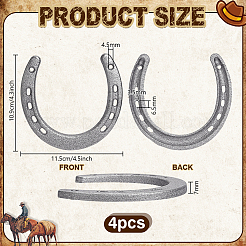 4 шт. чугунных настенных украшений в виде подковы&nbsp;AJEW-PH0007-63