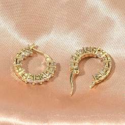 Латунные серьги-кольца из прозрачного кубического циркония&nbsp;EJEW-C181-02G