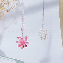 2 шт. 2 стиля стеклянные подвесные украшения в виде цветов и снежинок&nbsp;HJEW-FH0001-83