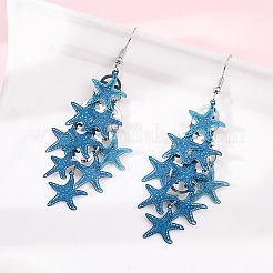 Серьги-подвески в виде морских звезд из нержавеющей стали 430&nbsp;EJEW-A137-11P-02