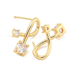 Серьга из латуни с прозрачным фианитом и микро-паве&nbsp;LS-EJEW-U009-01G