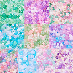 10 набор 10-х цветных прозрачных матовых стеклянных круглых бусин&nbsp;GLAA-PH0003-44B