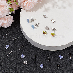 300 шт. 304 нержавеющая сталь плоская круглая пустая сережка-штифт&nbsp;STAS-SC0007-33B