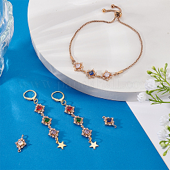 12 шт. 6-цветные латунные подвески-фигурки с граненым стеклом и кубическим цирконием&nbsp;KK-PH0014-03