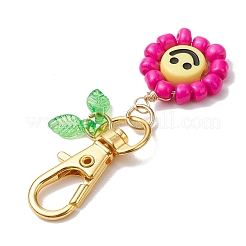 Улыбающееся лицо цветок стеклянный семя с акриловыми подвесками украшения&nbsp;HJEW-JM02530