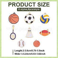 64 шт. 8 стиля подвески из сплава и эмали на тему спортивных товаров&nbsp;ENAM-ME0001-19